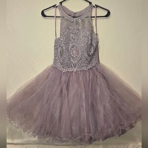 Elegant Lavender Tulle Dress with Beaded Bodice
